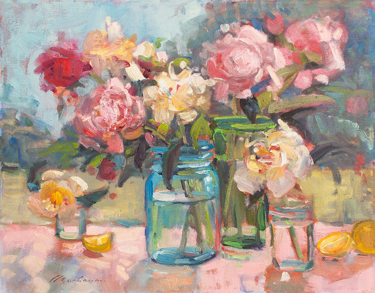 Peonies & Lemons 16" x 20"