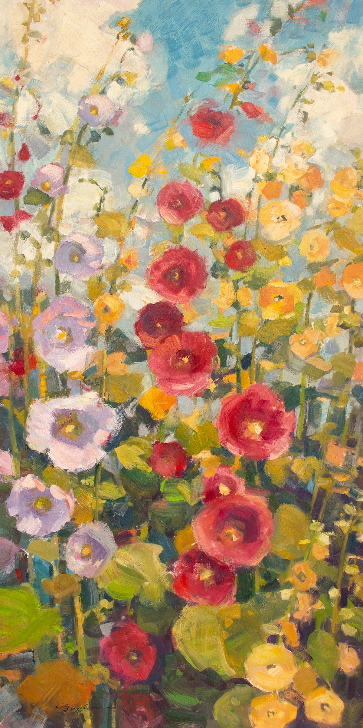 Hollyhock Abundance      48" x 24"