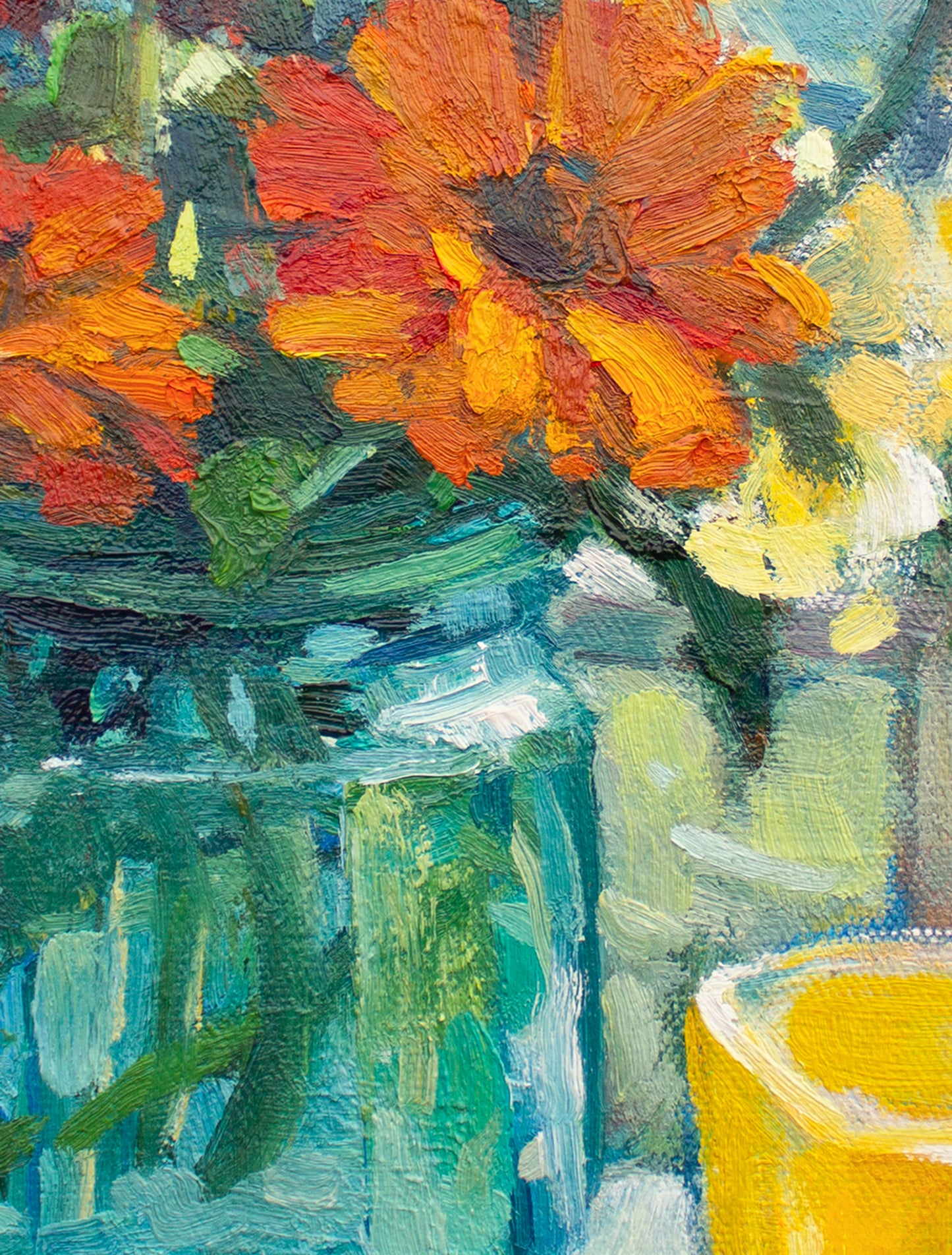 Pears and Zinnias     16" x 12"