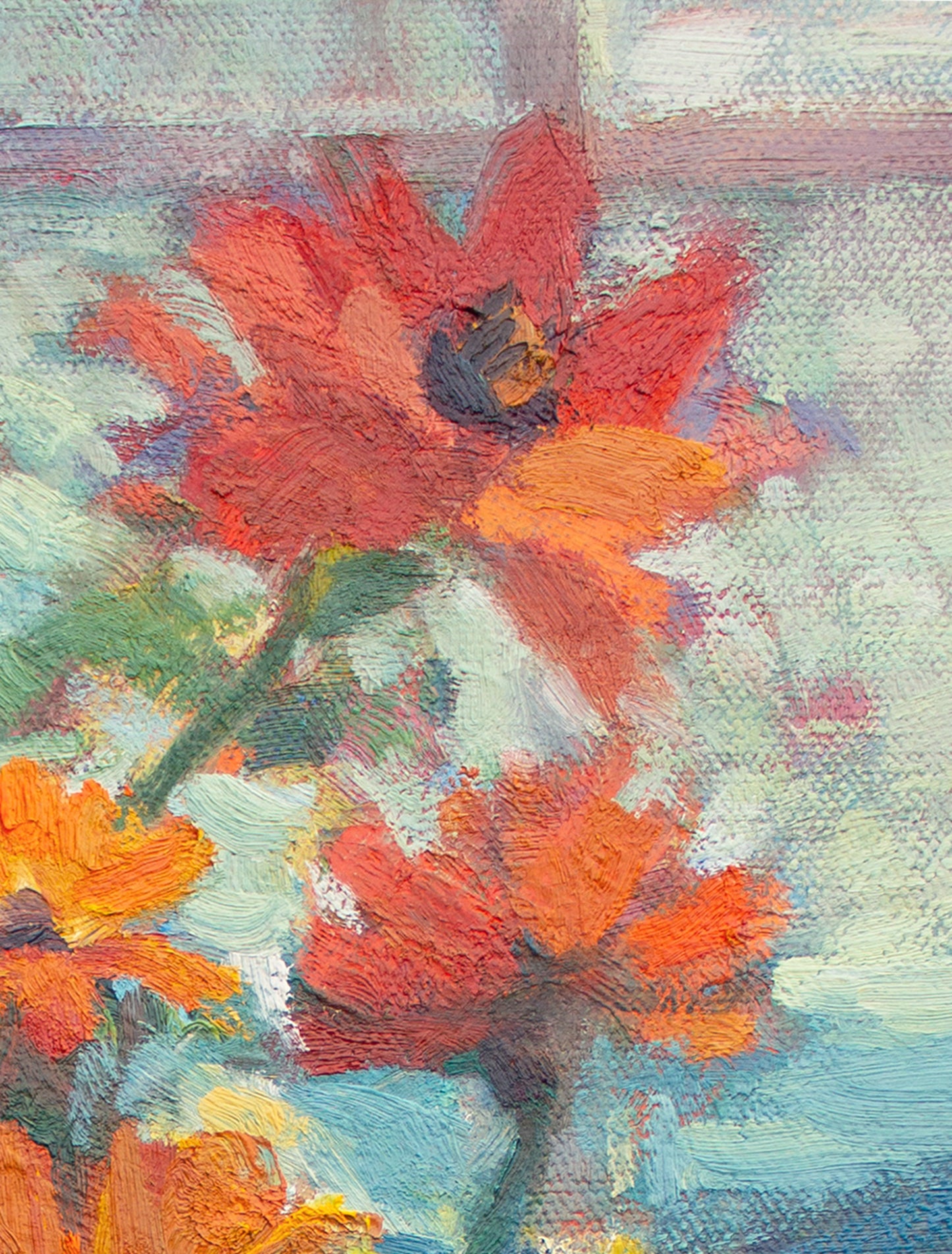 Pears and Zinnias     16" x 12"