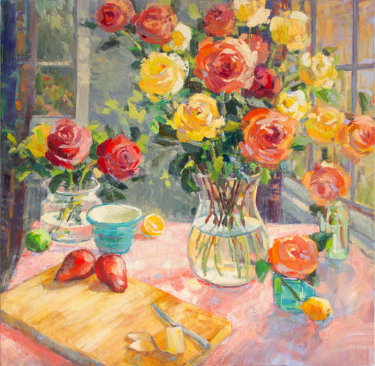 Golden Sunshine On My Roses     36" x 36"