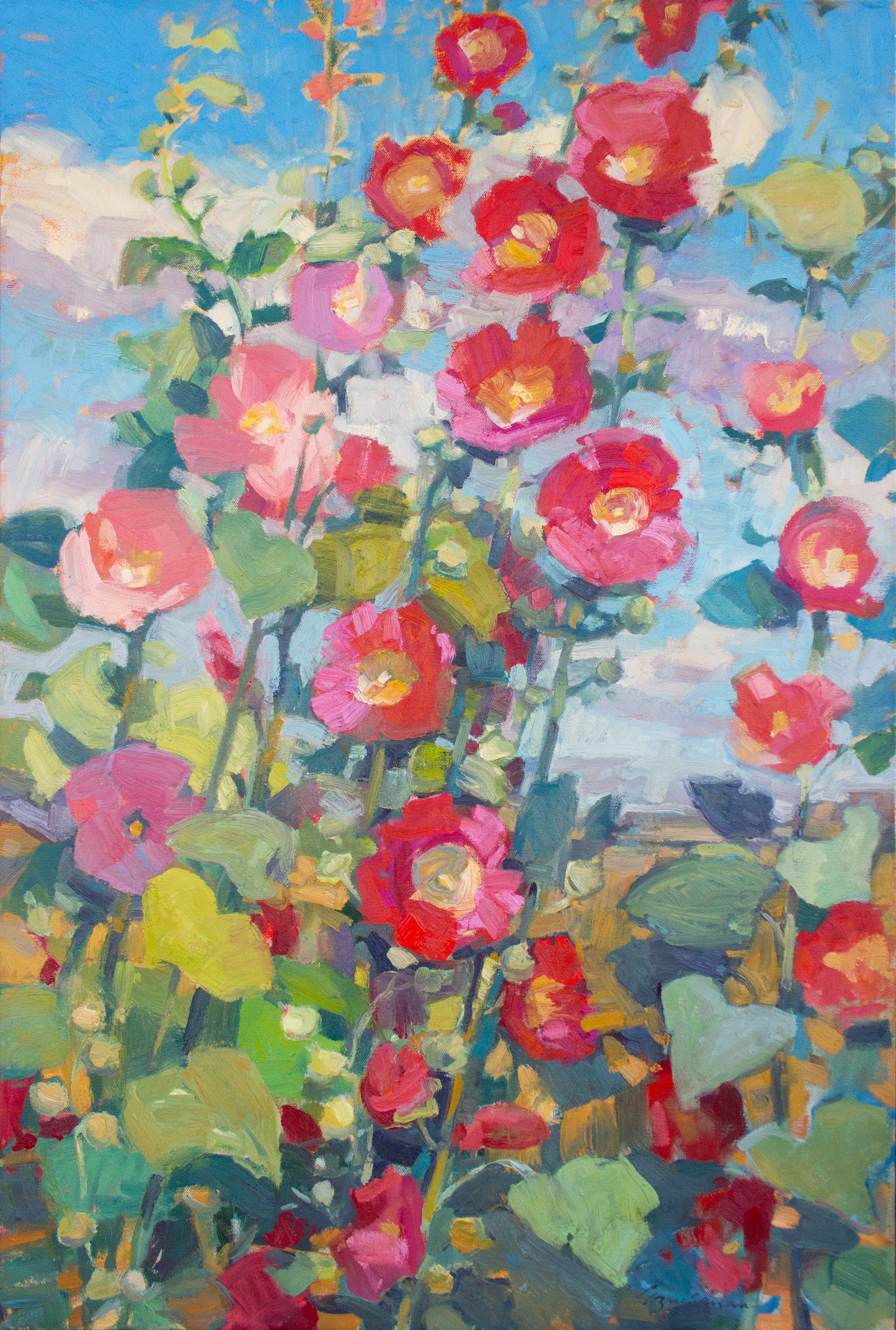 High Desert Hollyhocks       48"x 24"