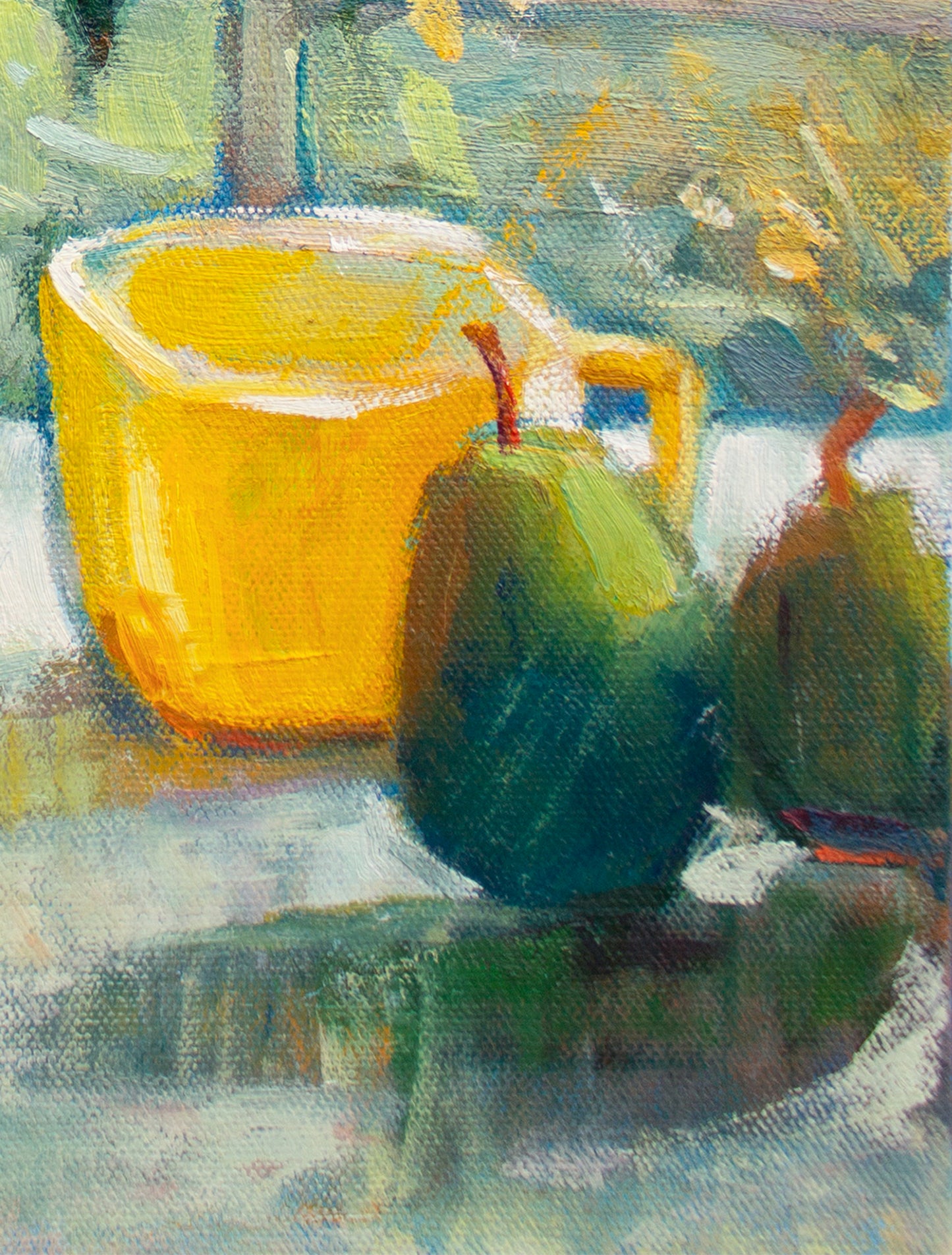 Pears and Zinnias     16" x 12"