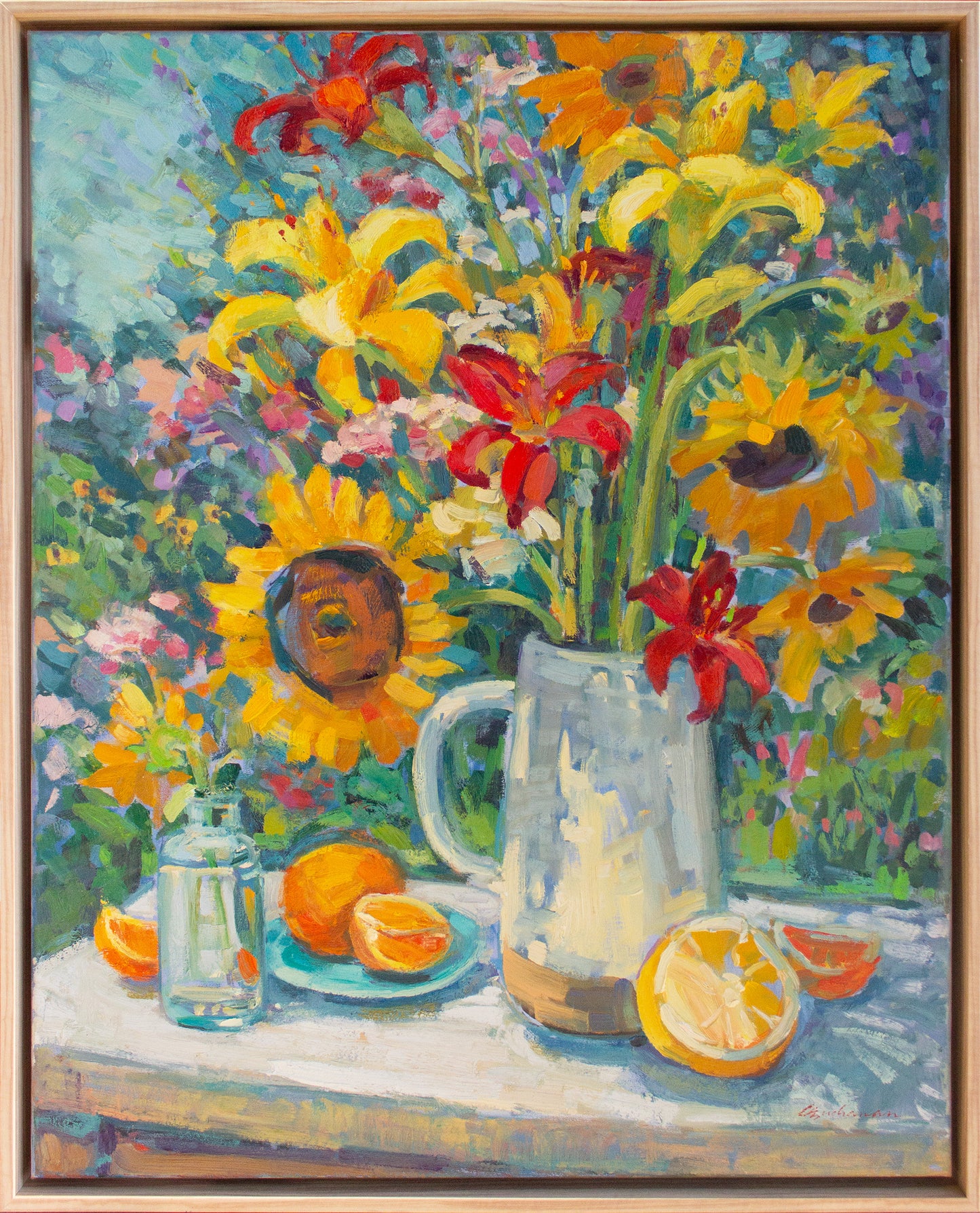 Sunflowers, Lillies, Yarrow & Grapefruit     30" x 24"