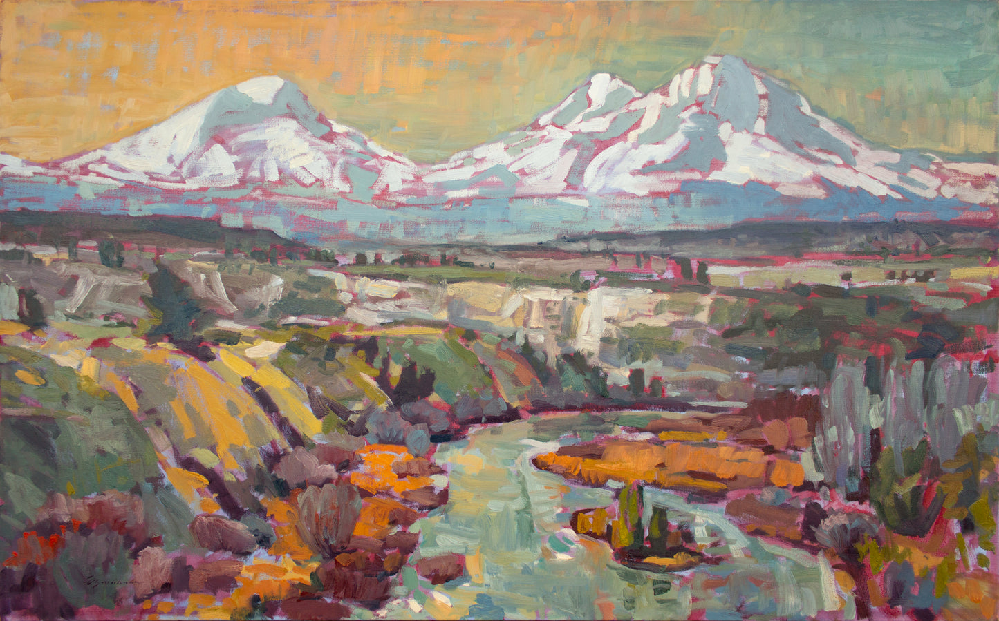 Three Sisters & Deschutes River     24" x 36"