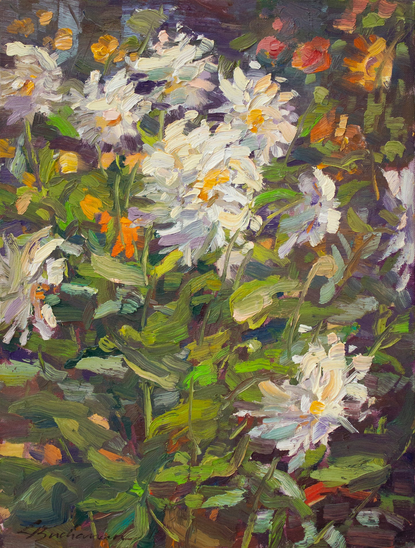 White Summer Dahlias      16" x 12"