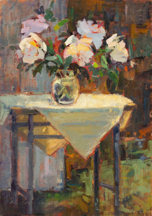 Peonies By the Garden Shed     24" x 16 3/4"