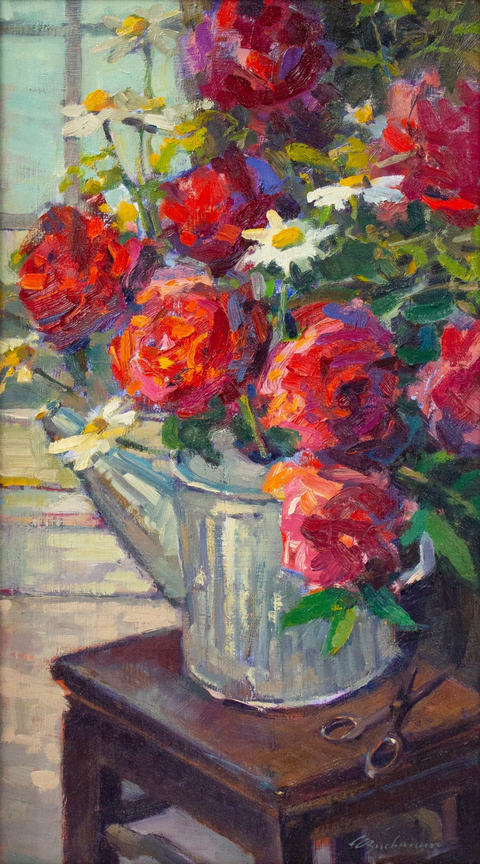 Peonies & Wild Daisies  24" x 13 1/4"