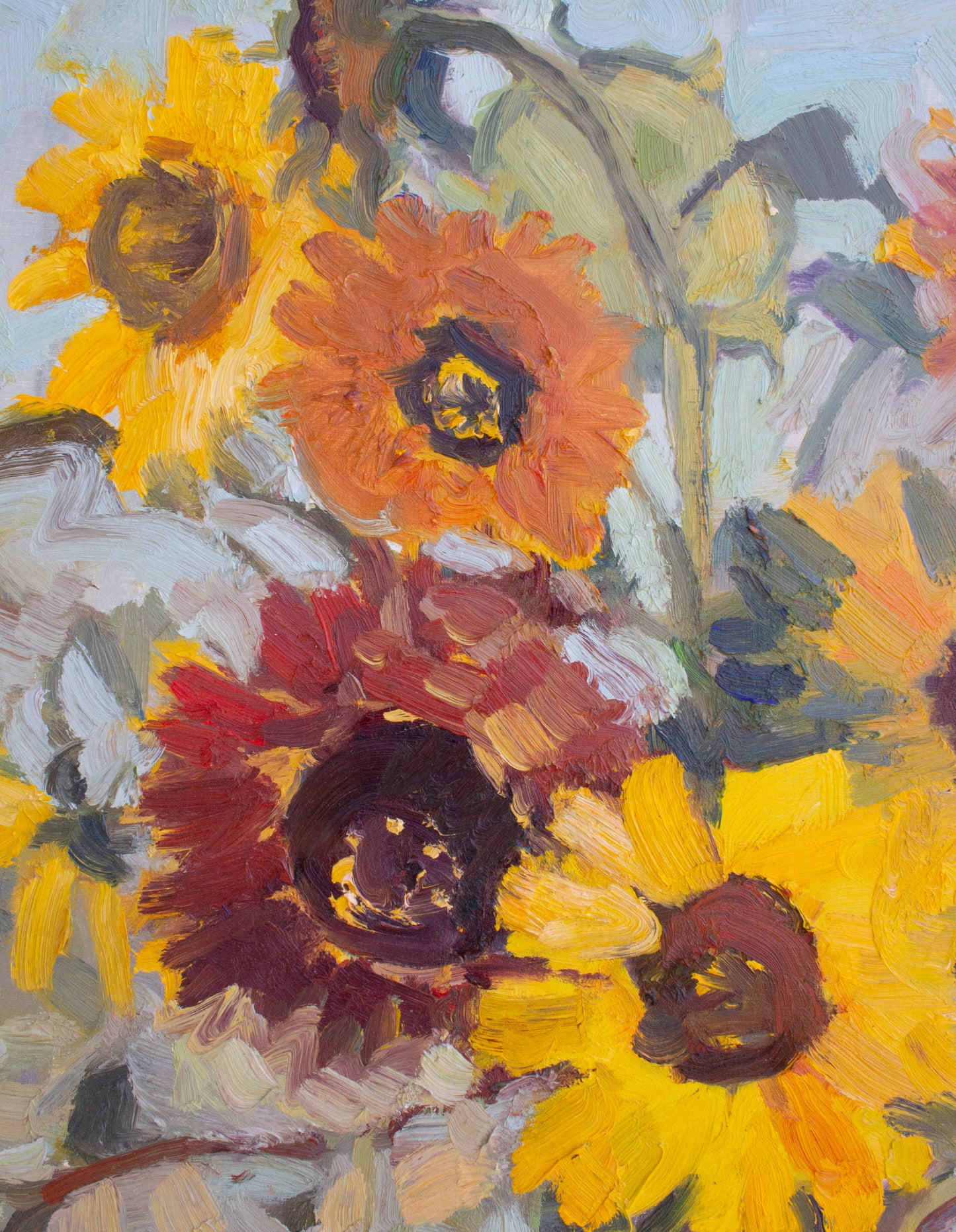 Sunflowers Big Blue Jar     24" x 18"